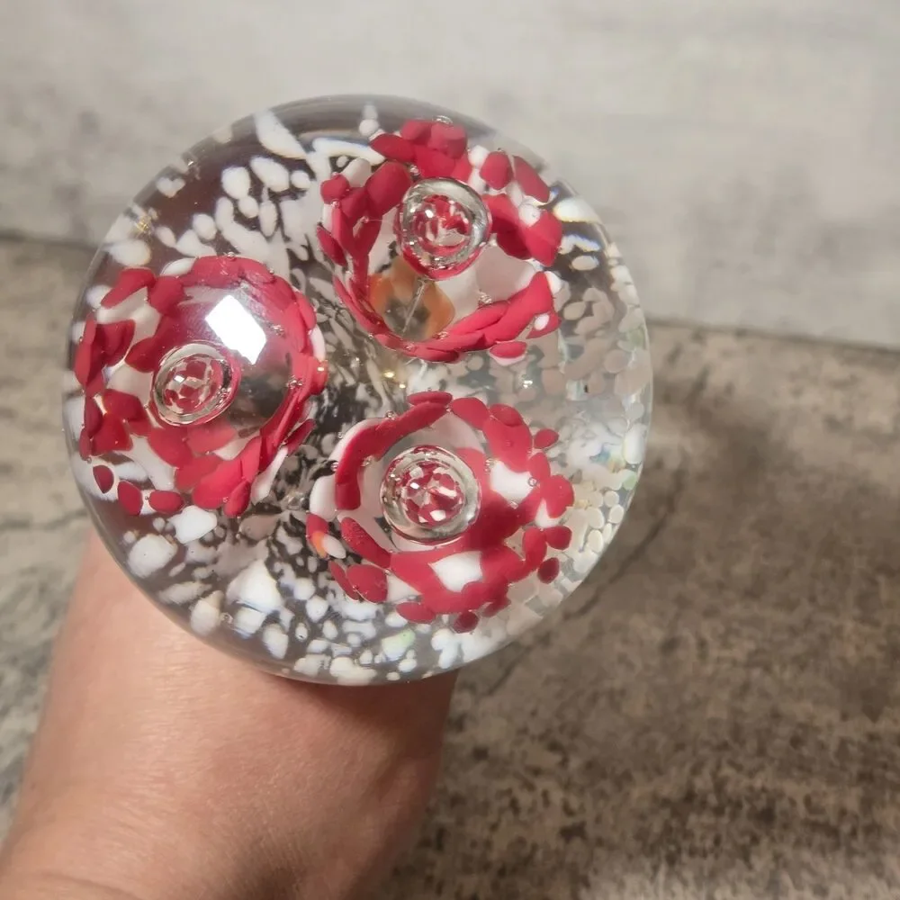 Footed Floral Paperweight on Pedestol 7